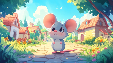 小老鼠村庄中孤单站立