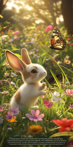 兔子追逐蝴蝶的阳光草地
