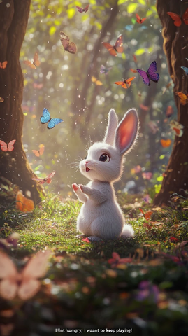 兔子玩耍蝴蝶飞舞鸟儿鸣叫