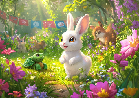 白兔与乌龟赛跑花园中