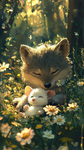 小狼与小白鼠草地相伴