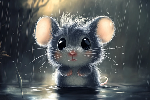 灰发湿漉小老鼠矢量图