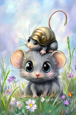 小灰鼠与灰蜗牛卡通场景