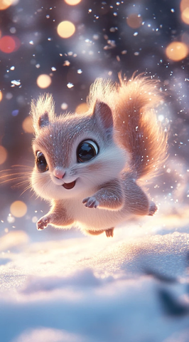 飞鼠滑翔雪夜森林