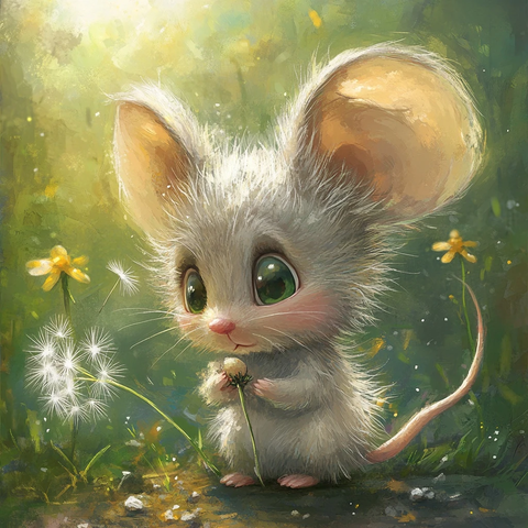 老鼠凝视断茎蒲公英