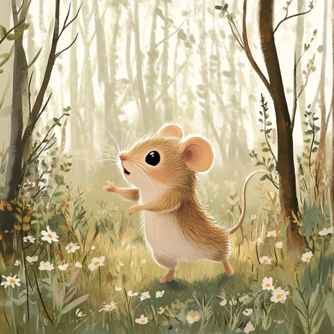 小鼠独自舞蹈森林草地