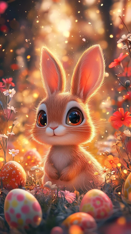 兔子与彩蛋花丛