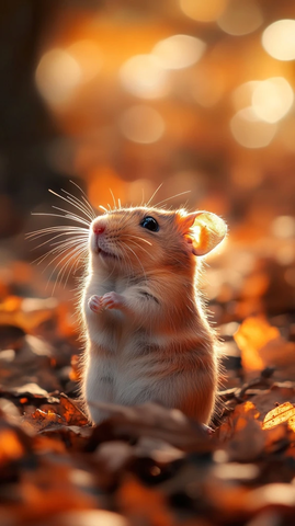 黄昏森林中的小仓鼠