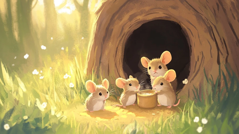 小鼠家庭修补房屋共度温馨时光