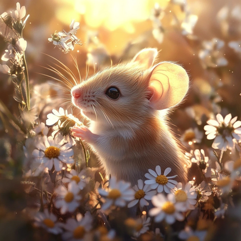 花间静坐的小老鼠