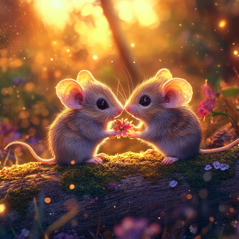 小鼠赠花柔尾成心