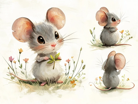 小老鼠米米草地花丛