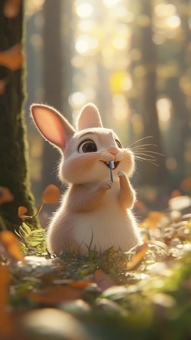 小兔露露不愿刷牙的森林之家