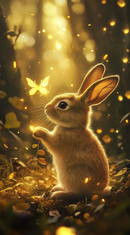 兔子与精灵森林玩耍