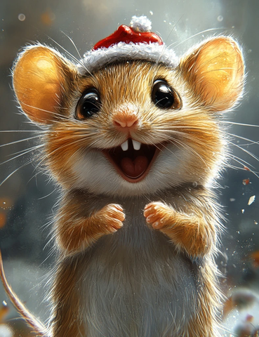 小老鼠戴圣诞帽跳舞