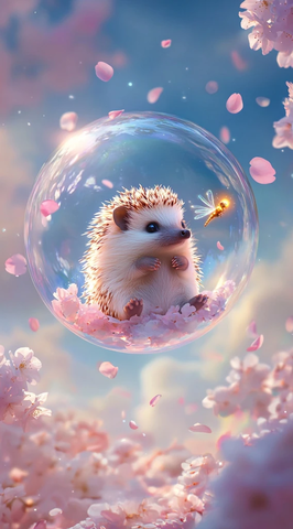 刺猬玻璃泡泡中握萤火虫