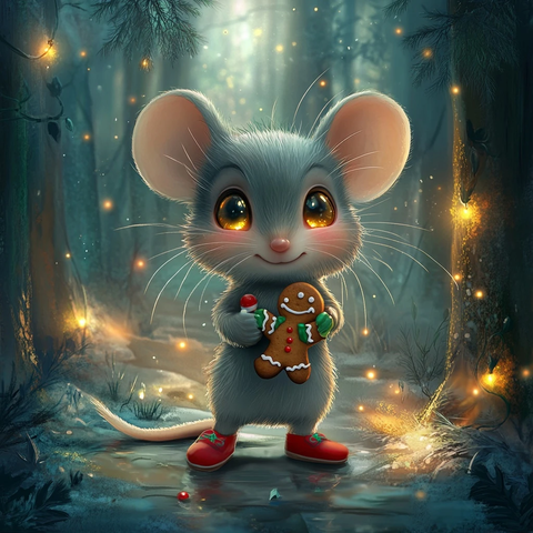 灰鼠穿红鞋握姜饼人