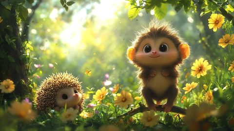 猴子和刺猬森林对话