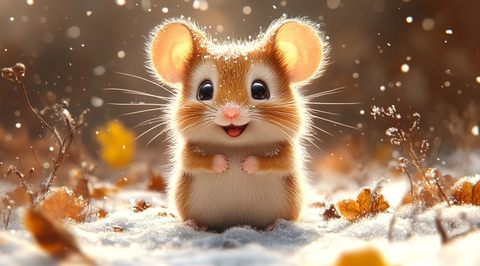 雪地里的搞怪小老鼠
