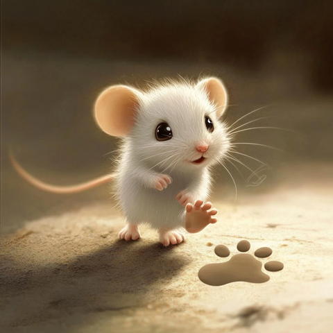 白色小鼠脚印图案