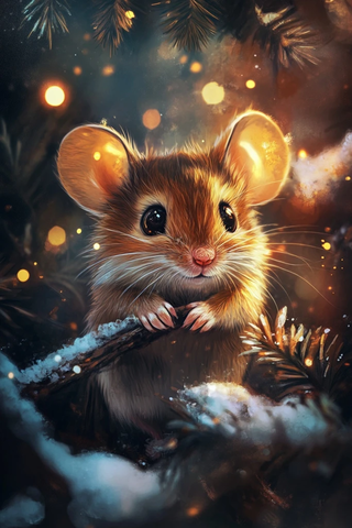 温暖色调小鼠节日肖像