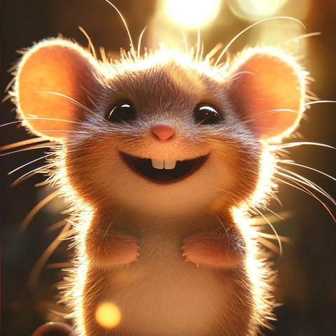 微笑鼠年吉祥物发光耳朵