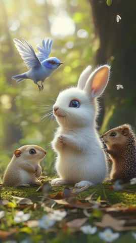 小兔子哭泣松鼠刺猬陪伴