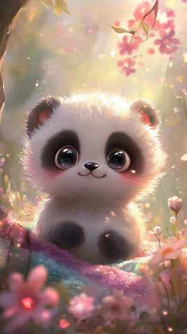 宝宝熊猫坐花毯