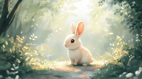 森林小路兔子小山