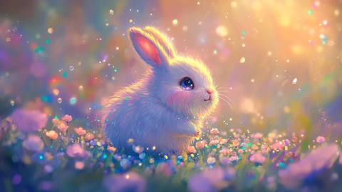 彩虹兔穿梭花朵星尘