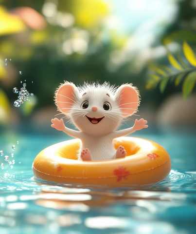 小老鼠漂浮夏日泳池