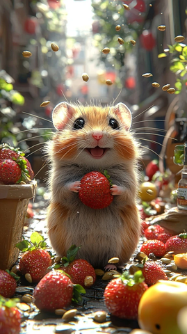 小仓鼠与巨型水果