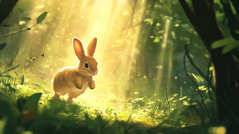 兔子跳跃阳光森林