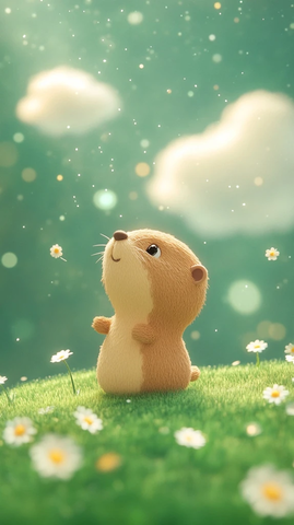 地鼠草地仰望云朵