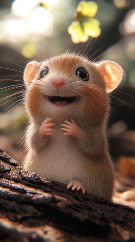 微笑小仓鼠特写镜头