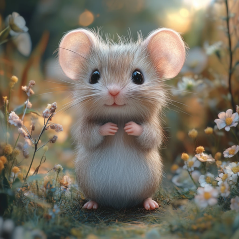 彩铅小鼠花园立像