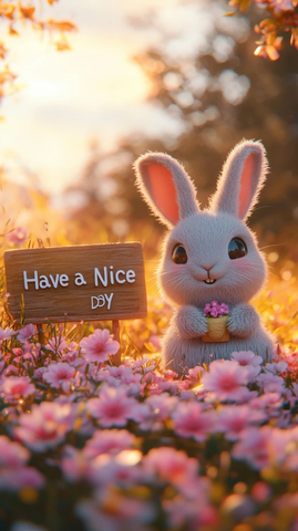 兔子看花海日出旁边有标语