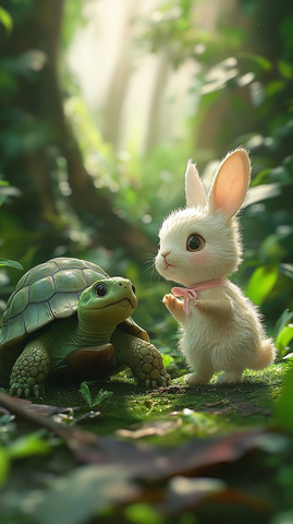 兔子与乌龟准备开始比赛