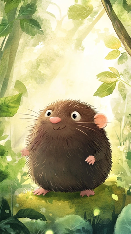 小森林中的圆润褐毛小动物