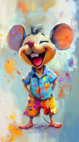 小老鼠穿短裤衬衫笑哈哈