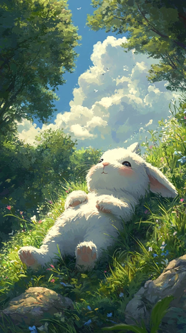 小白兔森林午睡图
