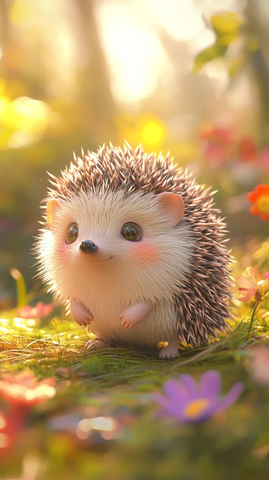 小刺猬草地玩耍