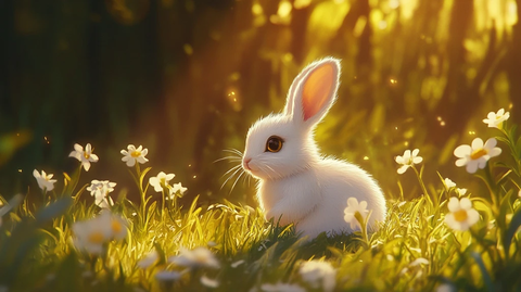 花园白兔阳光温暖
