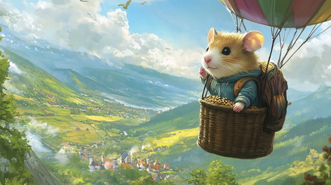 汉堡包包篮气球上升