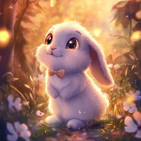 兔子耳朵绑蝴蝶结森林