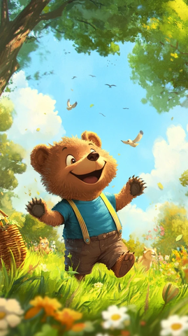 小熊和朋友在森林玩乐