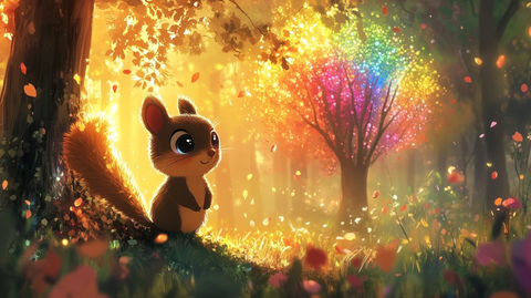 彩虹树下的小松鼠