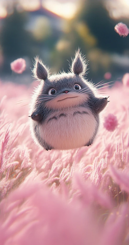 龙猫飘浮草地与芒草花海