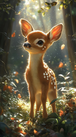 小鹿森林阳光场景