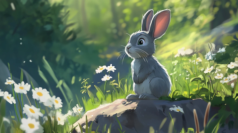 灰色兔子卡通动画设计